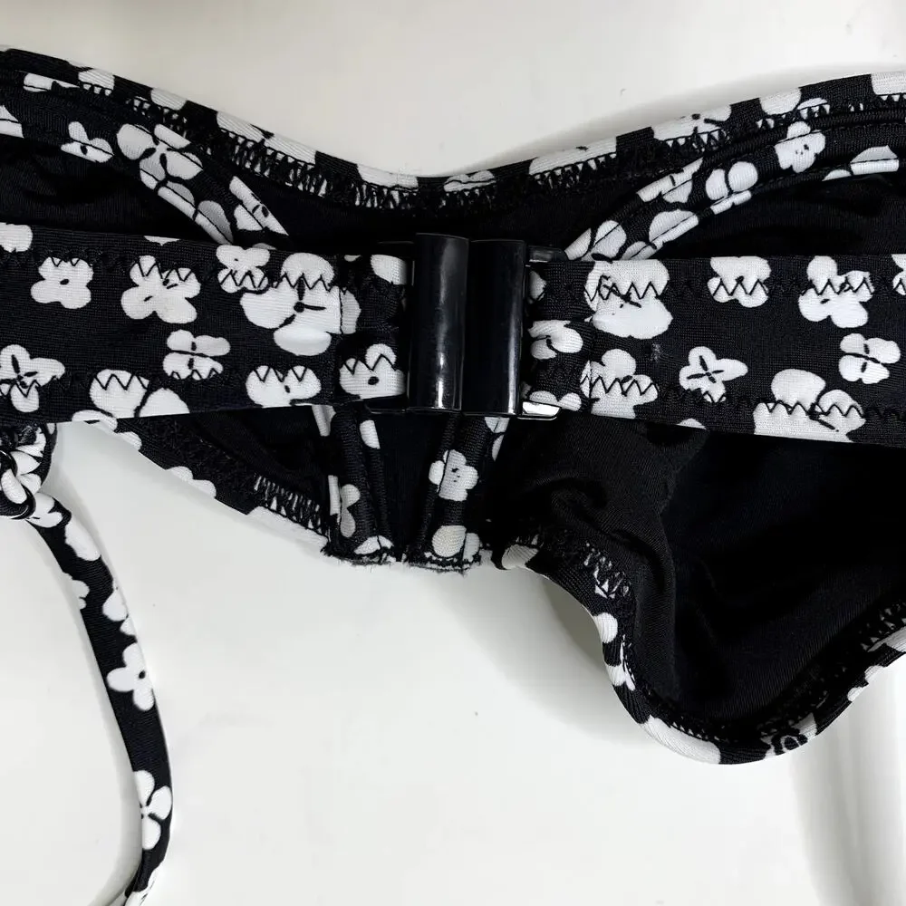 Tropic of C Coco Bikini Top Flora Floral Womens New Large Black White